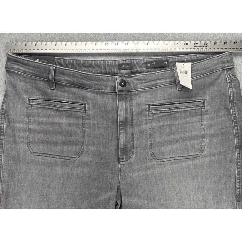 NWT J. Jill Size 24 High Rise Flare Jeans Galaxy Wash Grey Stretch Denim Boho - Picture 11 of 13